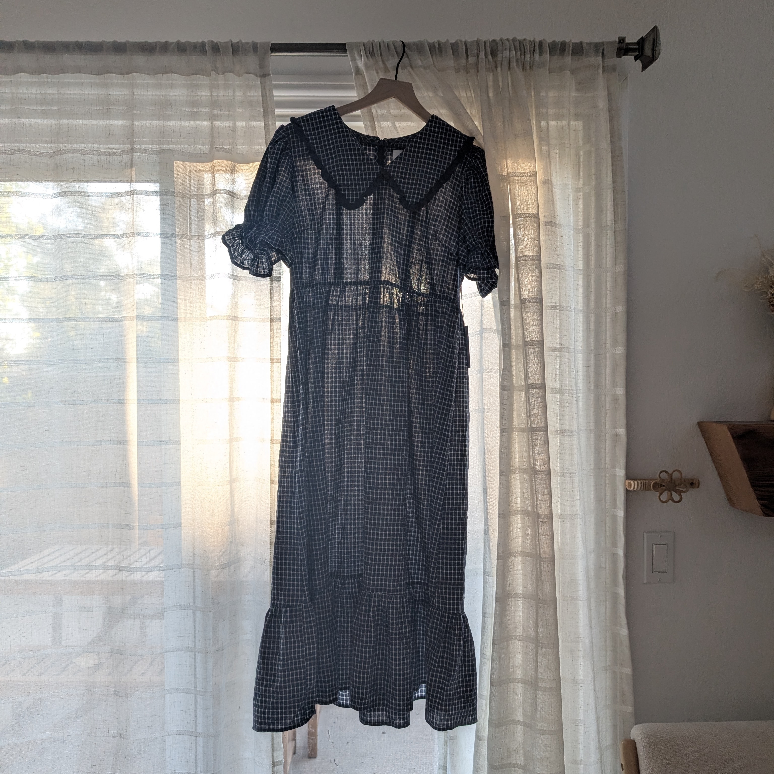 Nwt Gingham Peter Pan Collar Dress